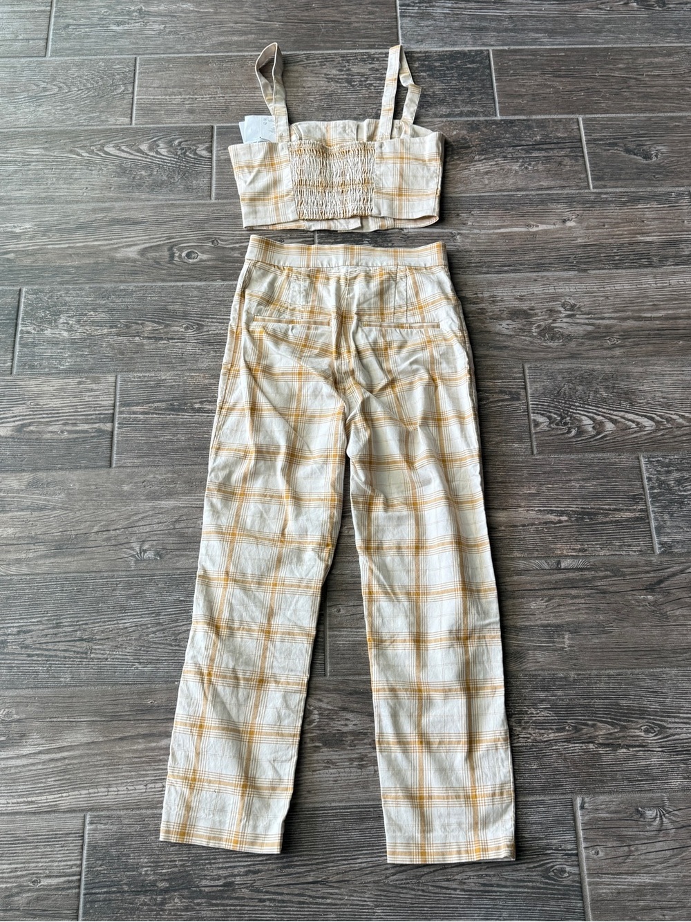 & Othet Stories Striped Plaid High-Waist Pants with Matching Crop Top - Picture 5 of 5